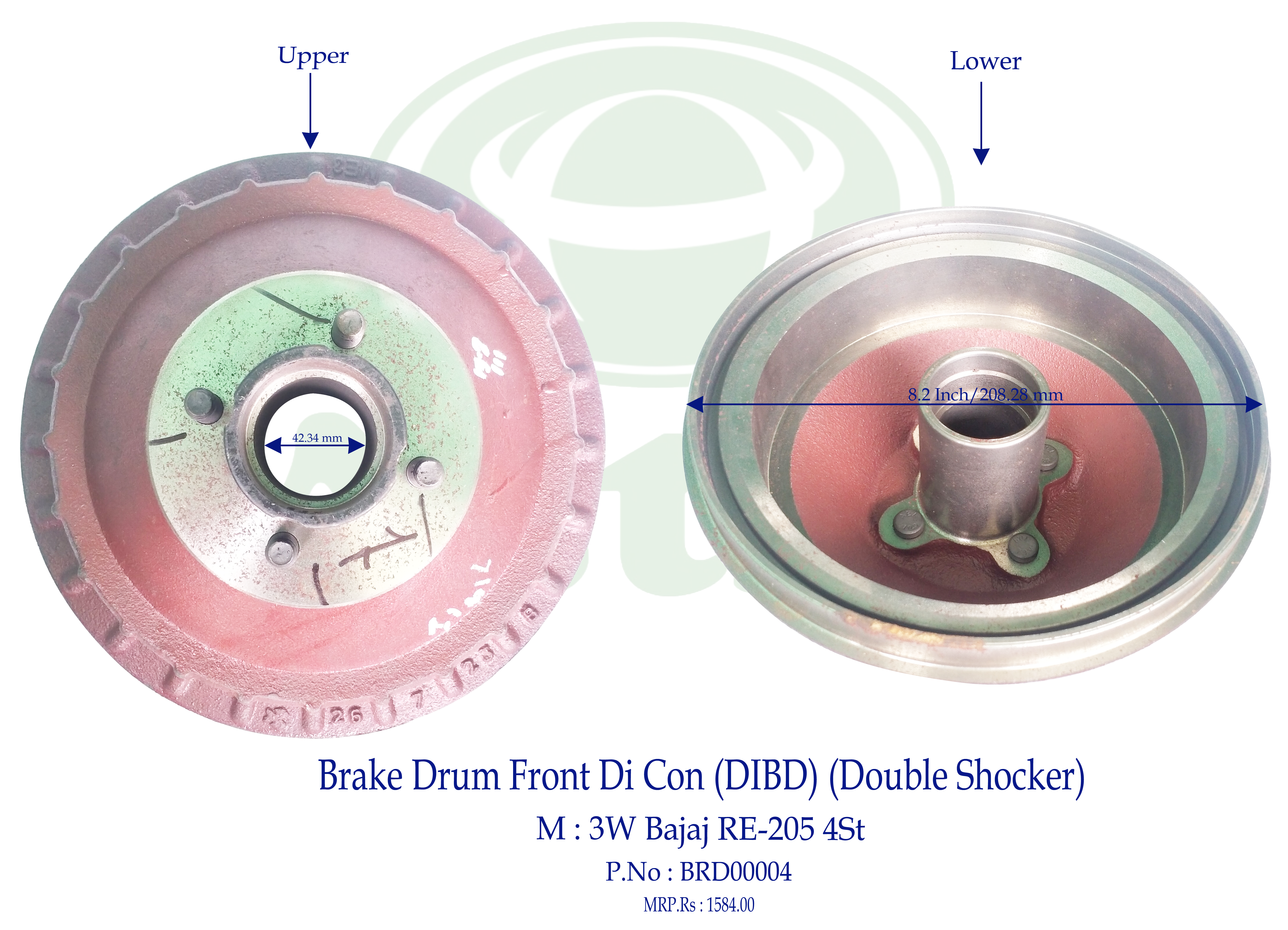 Brake Drum Front Di Con (DIBD) (Double Shocker) 3W Bajaj RE-205 4St